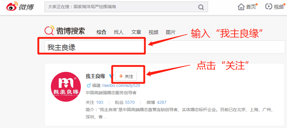 怎么关注我主良缘新浪微博