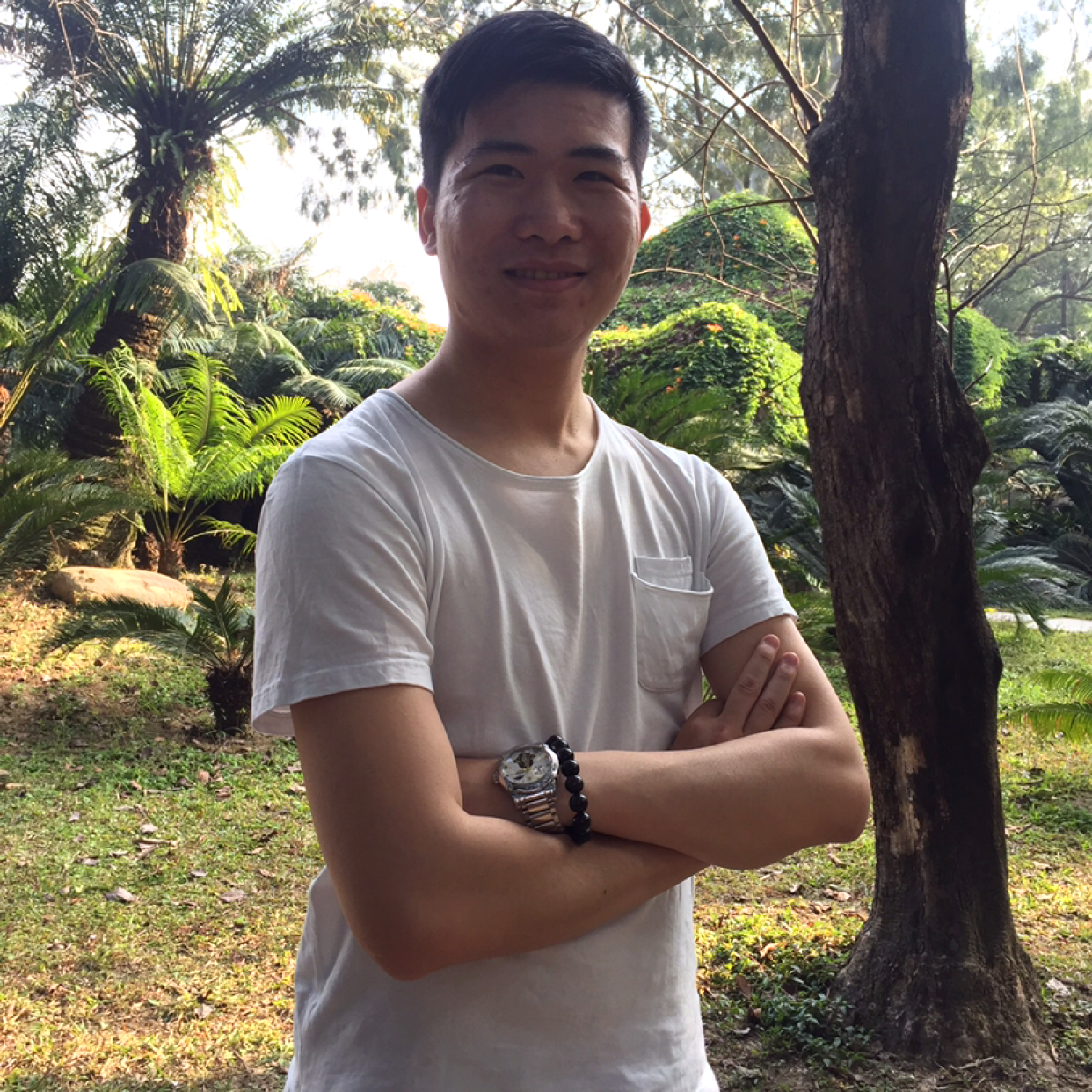 老实苦恋草丛的照片